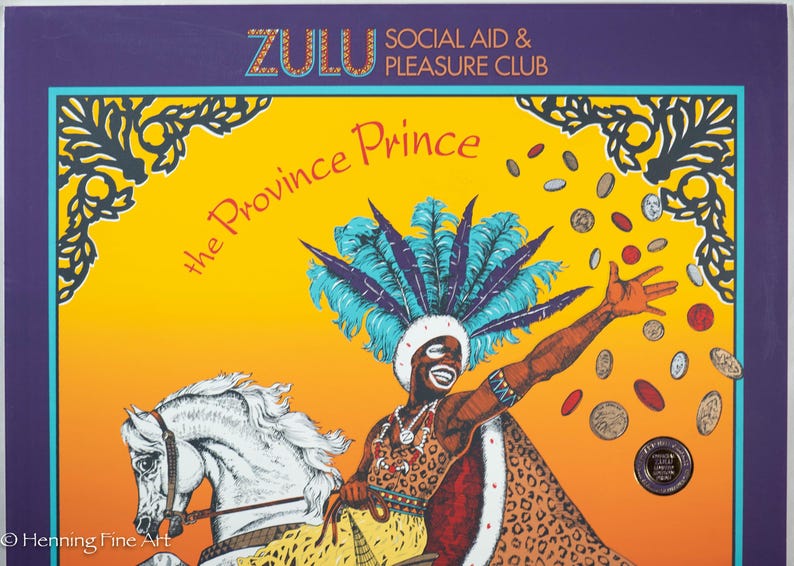 1992 Zulu Social Aid and Pleasure Club Silkscreen Signed & Numbered, FINE! bild 2