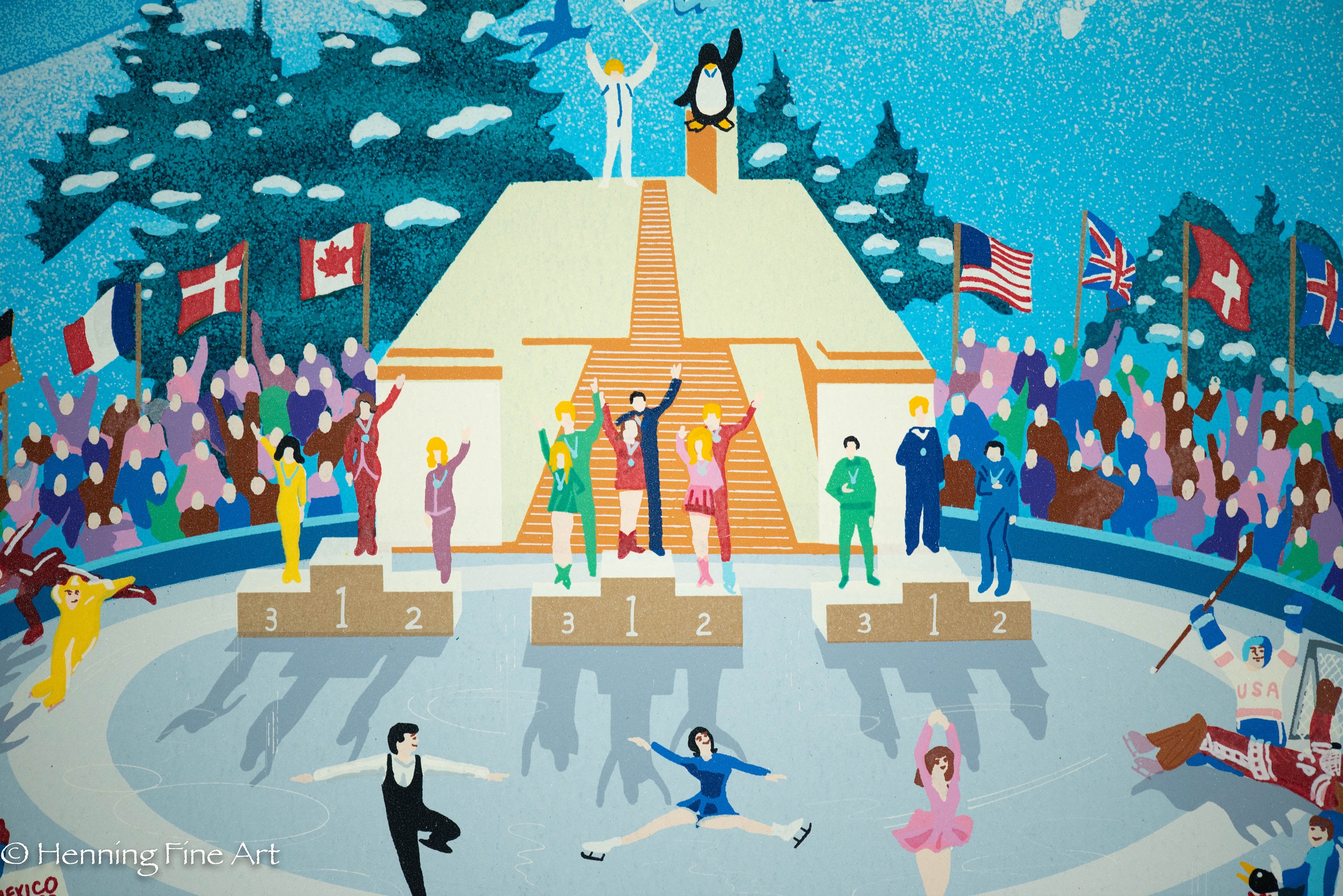 Beautiful Melanie Taylor Kent Serigraph Winter Olympics With Hand