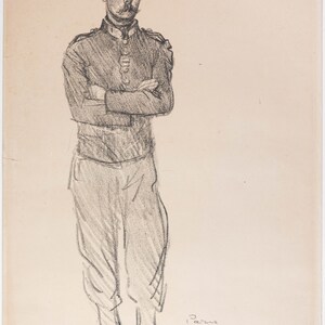 Rare Antique Theophile Steinlen Lithograph of Standing Soldier 1915, Nice!