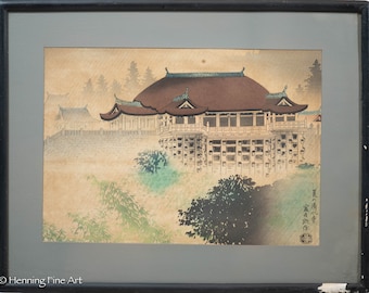 Beautiful Vintage Japanese Woodblock Print Kiyomizu Temple Tomikichiro Tokuriki