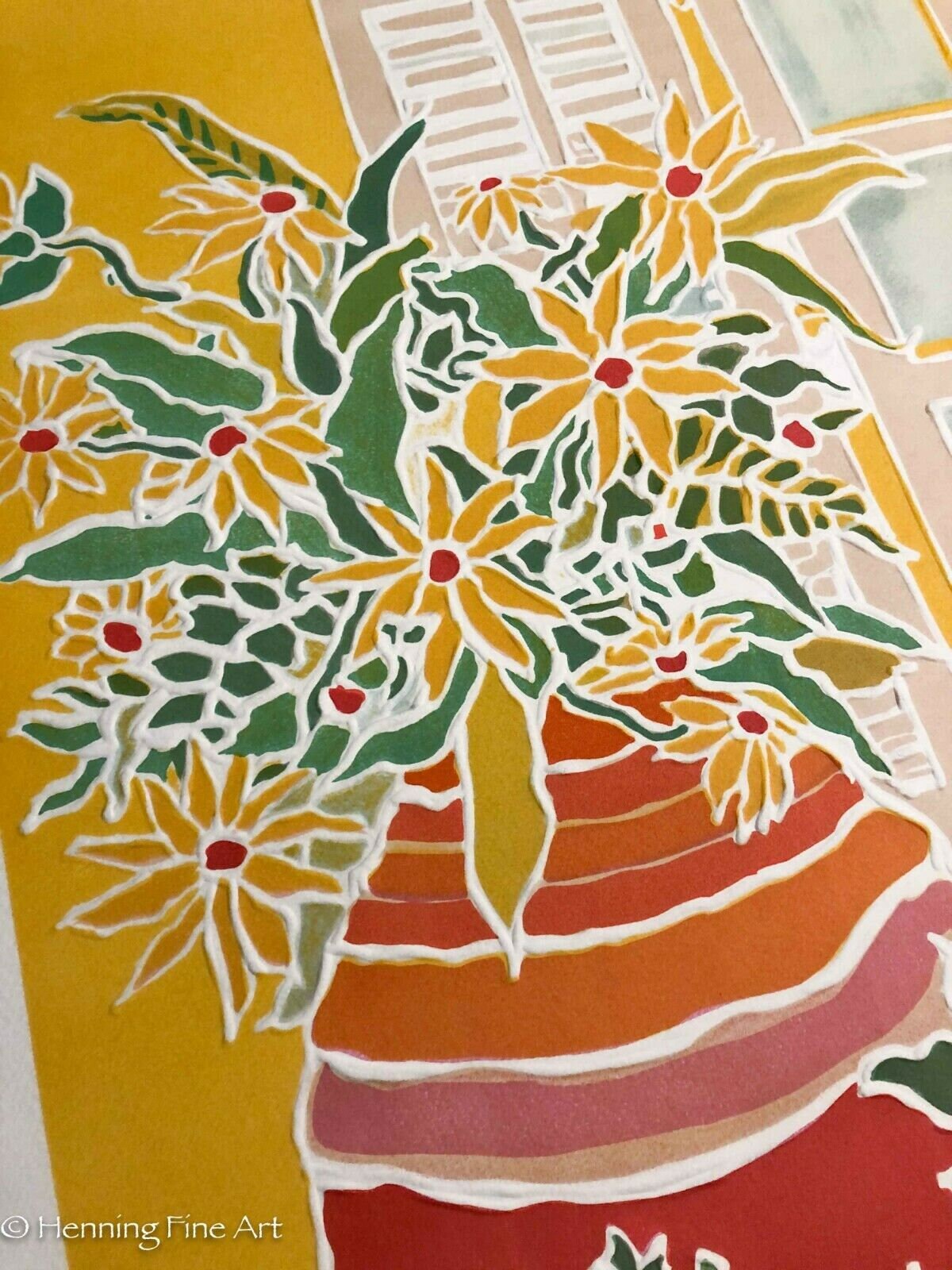 Edward Sokol Limited Edition Signed Embossed Serigraph Floral