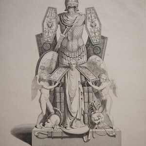 Beautiful Antique Roman Engraving &quot;Ornamentum Bellicum&quot; 19th Century, Fine! 2