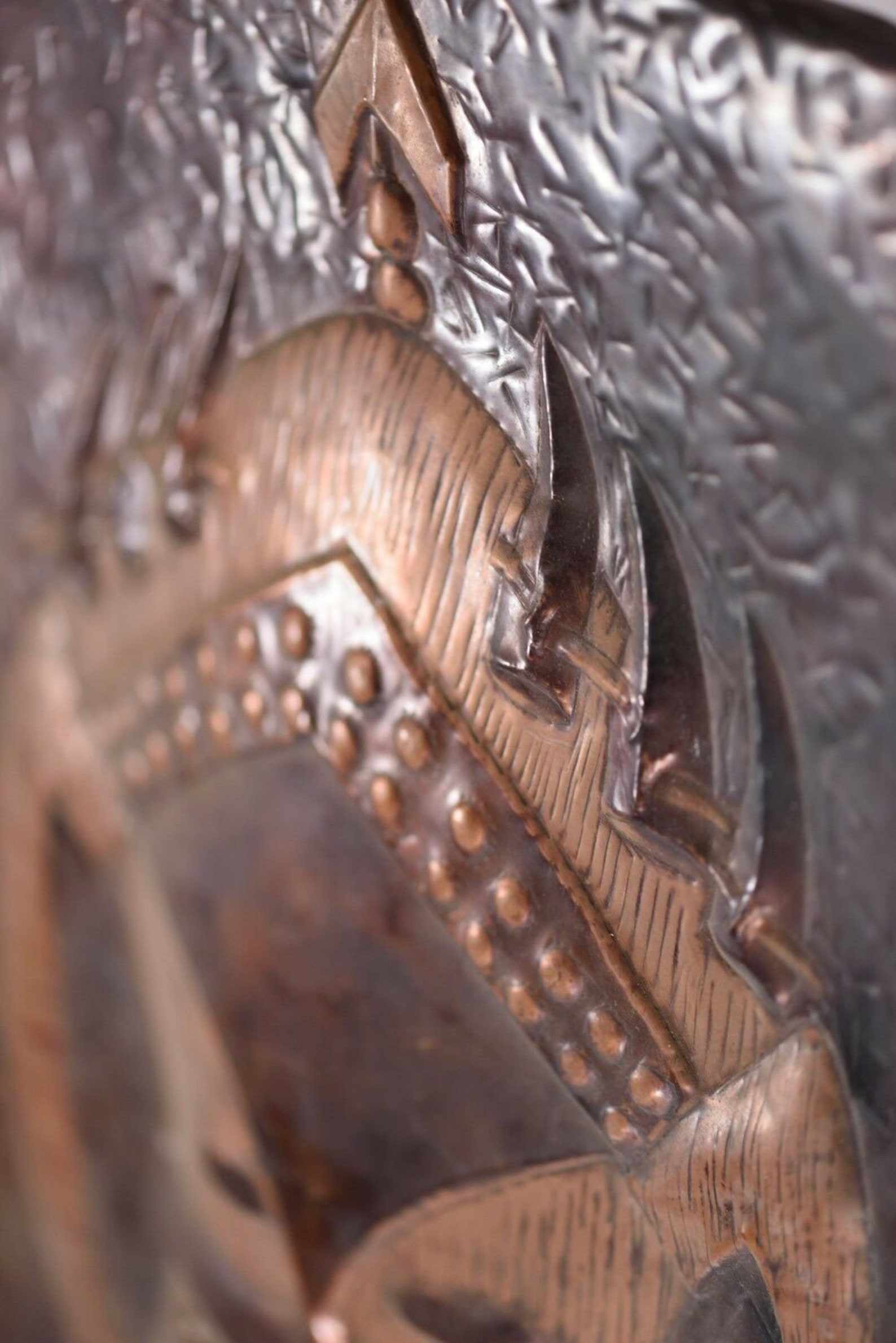 Vintage African Hammered Copper Folk Art Wall Plaque Mask Etsy