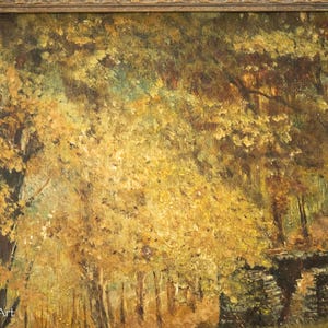 Stunning Antique Landscape Oil Painting Wooded Ruins With Figure Framed ...