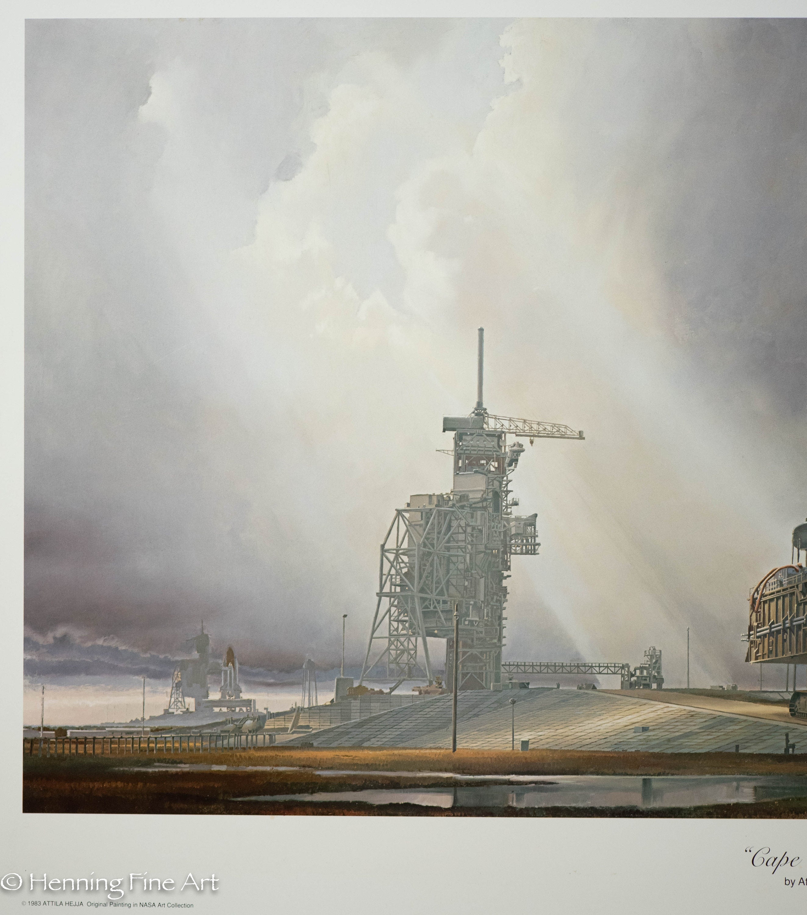 Beautiful NASA Lithograph Space Shuttle Lithograph by Attila Hejja