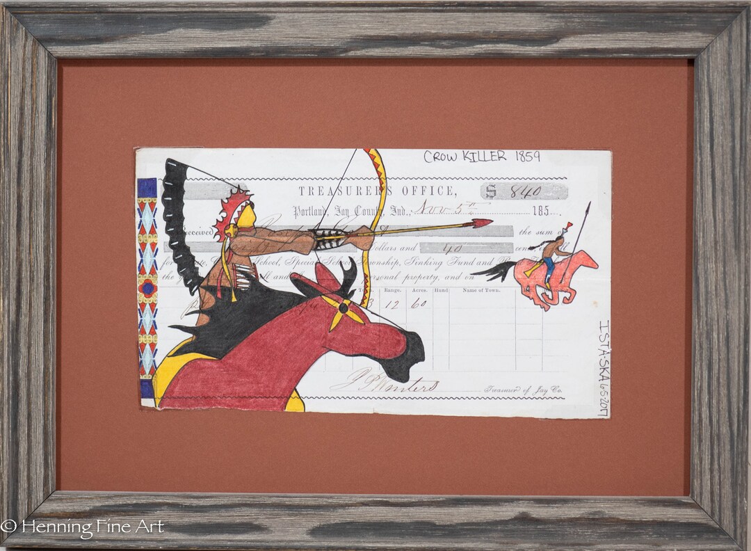Rare Native American Ledger Art by Travis Blackbird Ista Ska Etsy