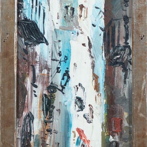 Beautiful Mid Century Impressionist Oil Painting of Narrow Street Scene, Signed