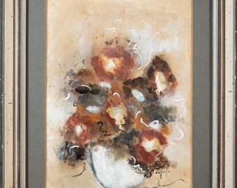 Beautiful Vintage Expressionist Oil Painting of Floral Still Life Signed & Fine!