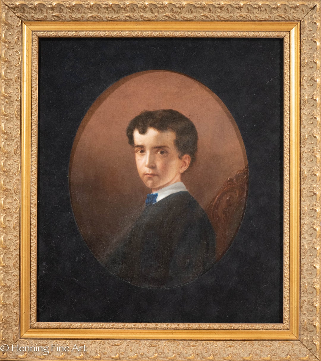 Stunning Antique 19th Century Oil Painting of Young Man's Portrait ...