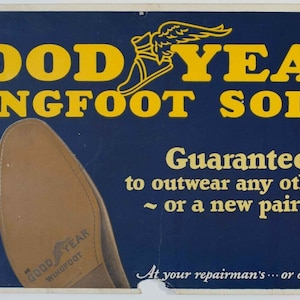 Antique Good Year Tire & Rubber Advertising Lithograph Store Signage 1925