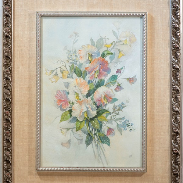 Beautiful Robert Laessig Floral Watercolor Painting FINE & RARE 1/5