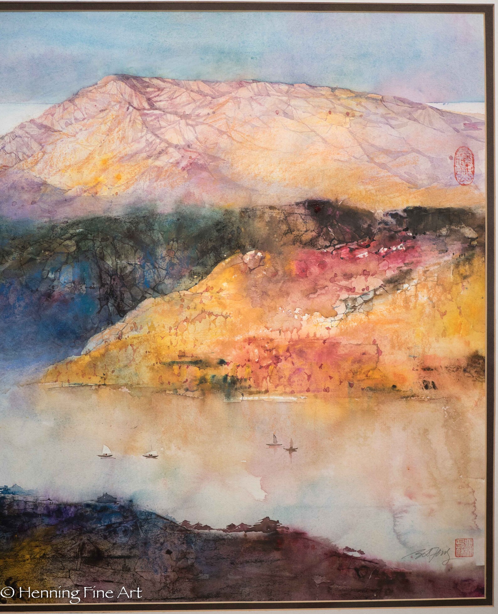 Z.L. Feng Original Watercolor Chinese River Valley Landscape Etsy