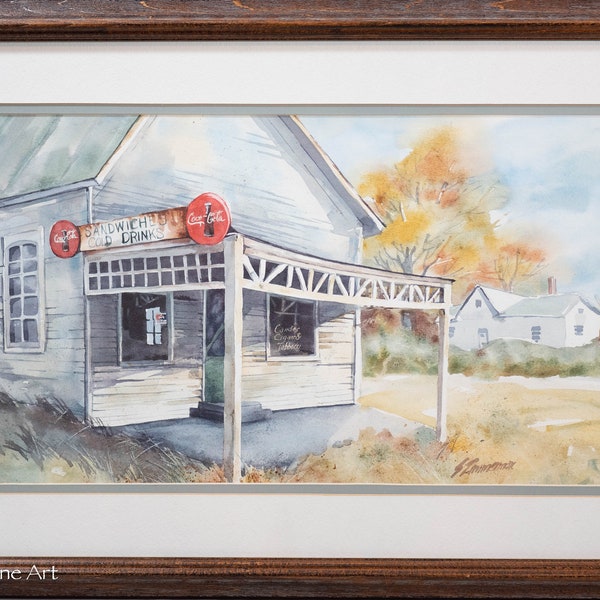 Beautiful Watercolor Painting by Sharon Zimmerman of Old General Store Coca Cola