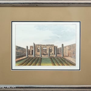 Beautiful Antique Engraving of Pompeii, Ancient Roman City Ruins, FINE! 1/2