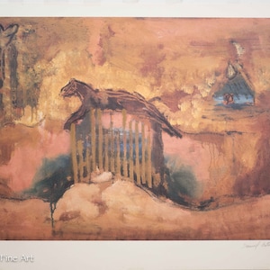 Beautiful Vintage Artist Proof Lithograph Signed Judaic Abstract Landscape 1/2