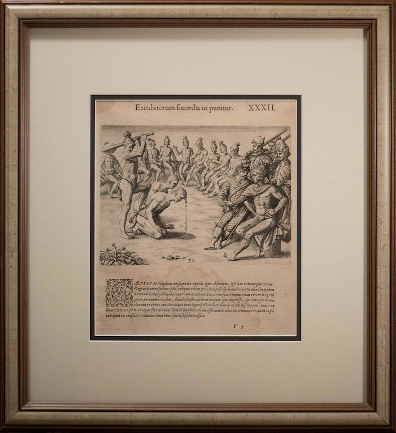 Theodor De Bry Engraving After Le Moyne native American Etsy