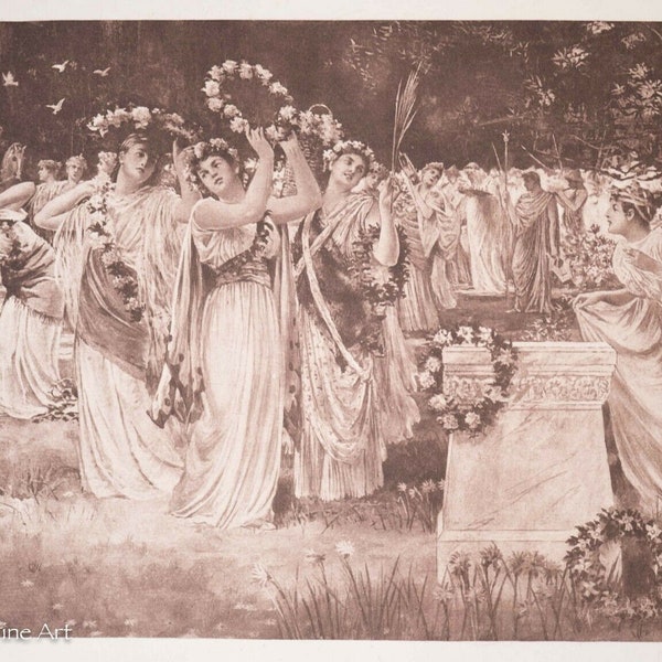 Antique American Print "Dance of the Flowers" William St. John Harper 19th cent