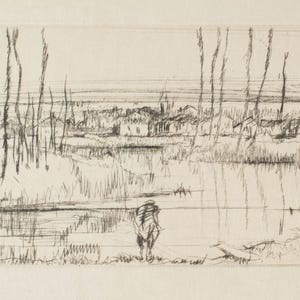 Vintage Etching of a Landscape w/ Figure, Nice!