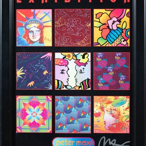 Beautiful Vintage Peter Max Signed Print 1998 Exhibition Poster Statue of Liberty