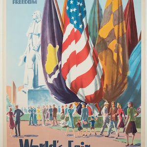 New York Worlds Fair Poster 1940 Original RARE 30 x 20 Inch Variant, Beautiful!