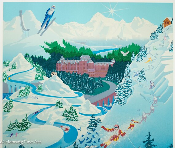 希少 大型 Melanie Taylor Kent リトグラフ 直筆サイン入り Beautiful Melanie Taylor Kent Serigraph Winter Olympics With Hand