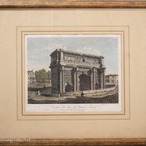 Beautiful Antique Giovanni Balzar Etching The Arch of Septimius Severus, Rare!