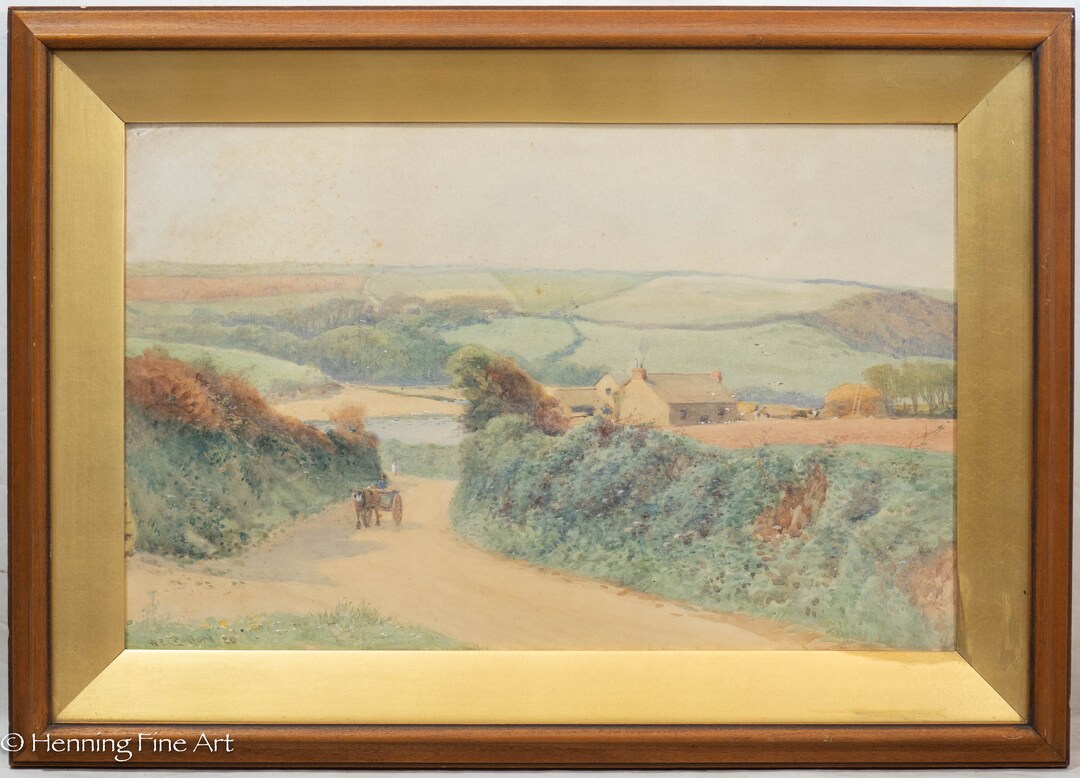 Beautiful Antique English Landscape Painting Rolling Hills William