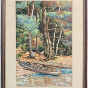Beautiful Vintage Painting of Eagle River Wisconsin Landscape Signed Grimm, FINE