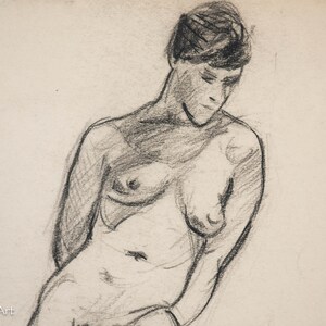 Beautiful Antique Figural Drawing Nude Female Portrait by W. Zimmerman 16 image 4