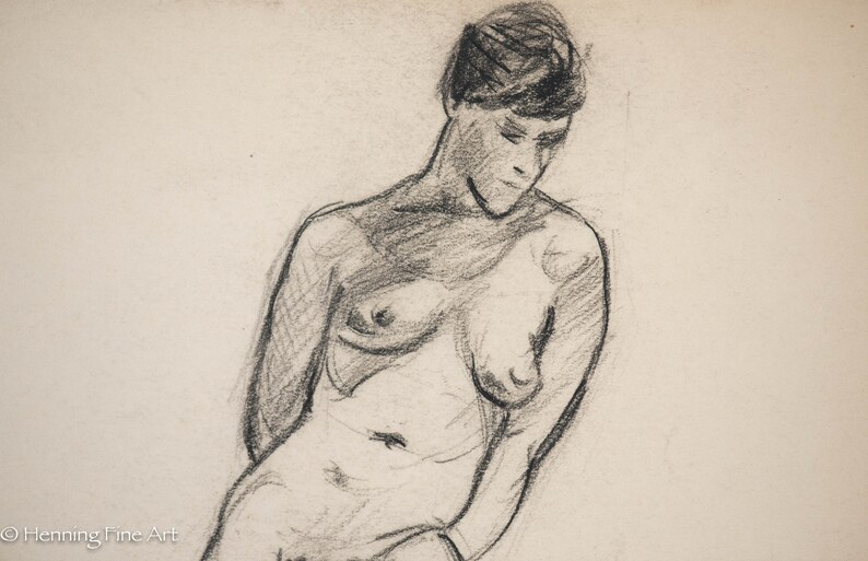 Beautiful Antique Figural Drawing Nude Female Portrait by W. Zimmerman 16 image 4