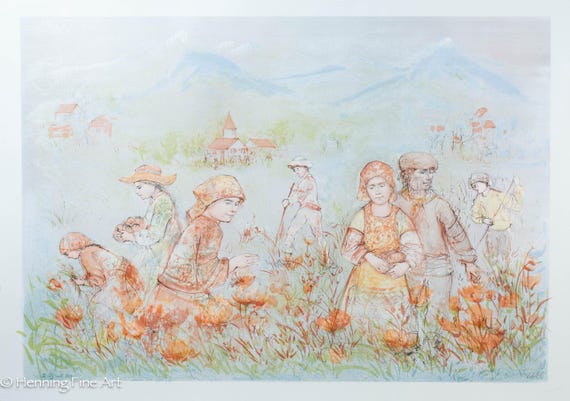 Rare Edna Hibel Lithograph 