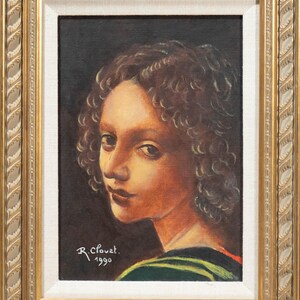 Lovely Vintage Oil Painting after Leonardo da Vinci&#39;s &quot;Virgin of the Rocks,&quot; Signed!