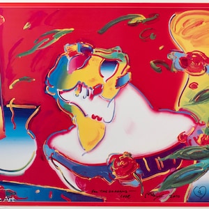 Beautiful Peter Max Signed Daydream Romance Series Vibrant Color Portrait, Fine