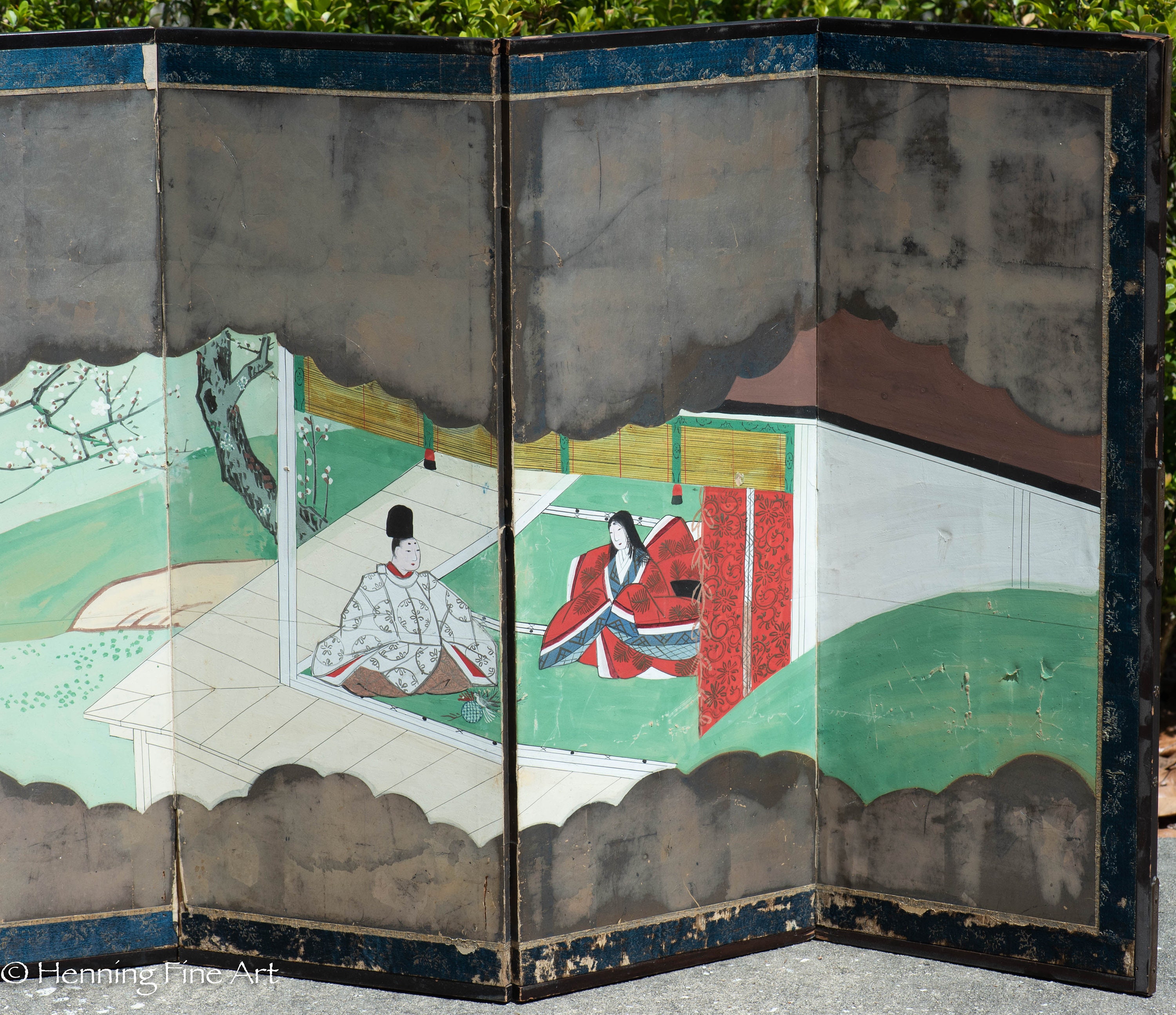 Beautiful Antique Japanese Screen of Garden and Interior Etsy