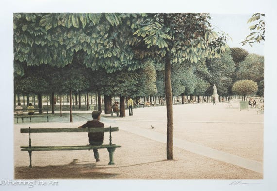 Harold Altman lithographレスティングカップル　リトグラフ Rare Harold Altman Artist Proof Lithograph Central Park, New York