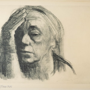 Rare Kathe Kollwitz Self Portrait Original Collotype Lithograph, Plate Signed & Beautiful!