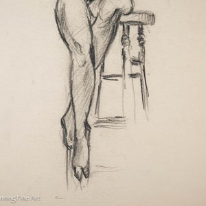 Beautiful Antique Figural Drawing Nude Female Portrait by W. Zimmerman 16 image 3