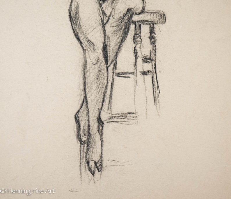Beautiful Antique Figural Drawing Nude Female Portrait by W. Zimmerman 16 image 3