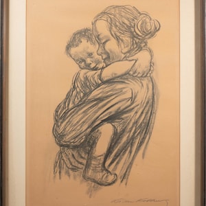 Beautiful Mid Century Lithograph after Kathe Kollwitz, Mother and Child, Framed