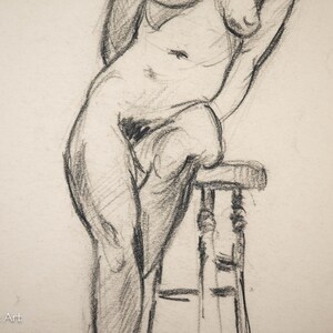 Beautiful Antique Figural Drawing Nude Female Portrait by W. Zimmerman 16 image 5