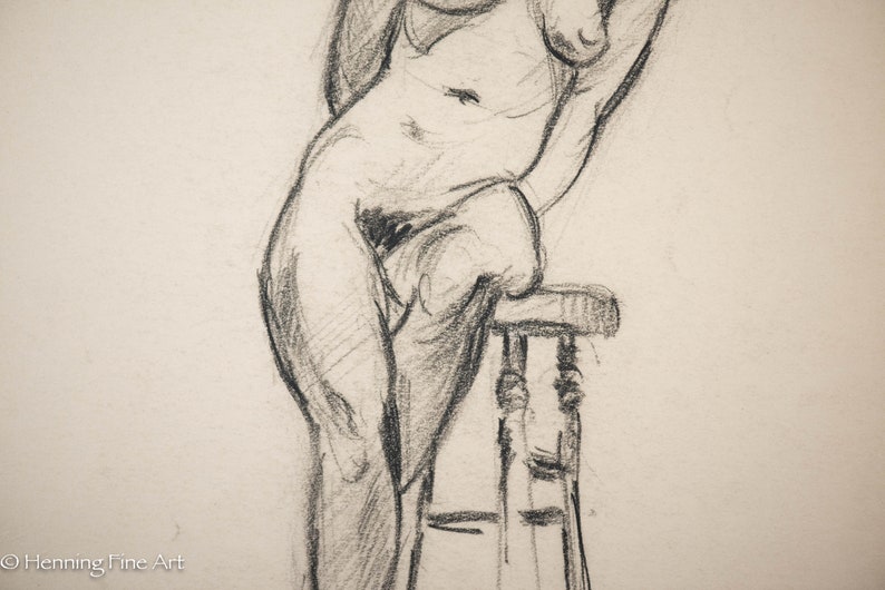 Beautiful Antique Figural Drawing Nude Female Portrait by W. Zimmerman 16 image 5