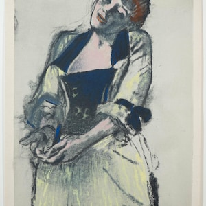Stunning Vintage Edgar Degas Lithograph Female Portrait The Singer Pochoir Color