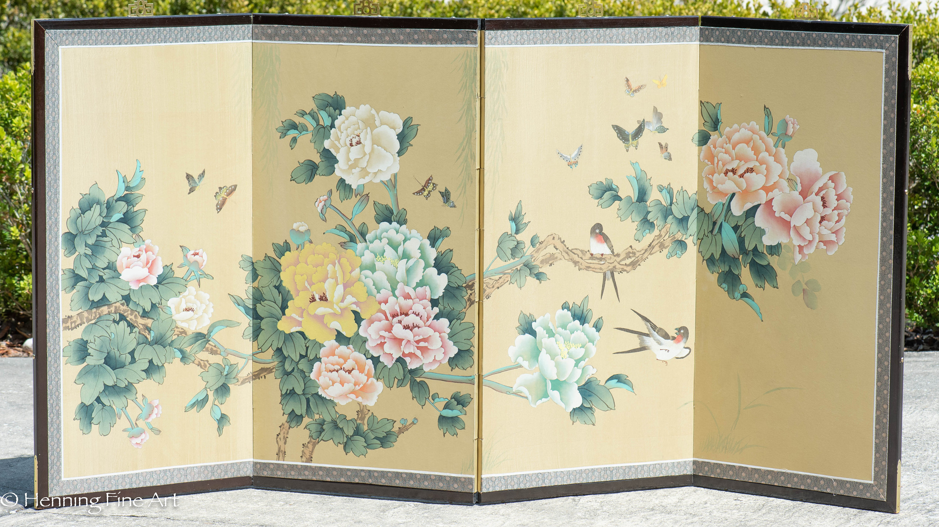 Beautiful Painted Asian Screen of Flowers, Birds and Butterflies, Lovely \u0026  FINE - Etsy, image size:3000x1684