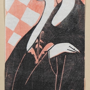 Beautiful Stephen White Japanese Woodblock Sisters, Signed FINE - Black and Red
