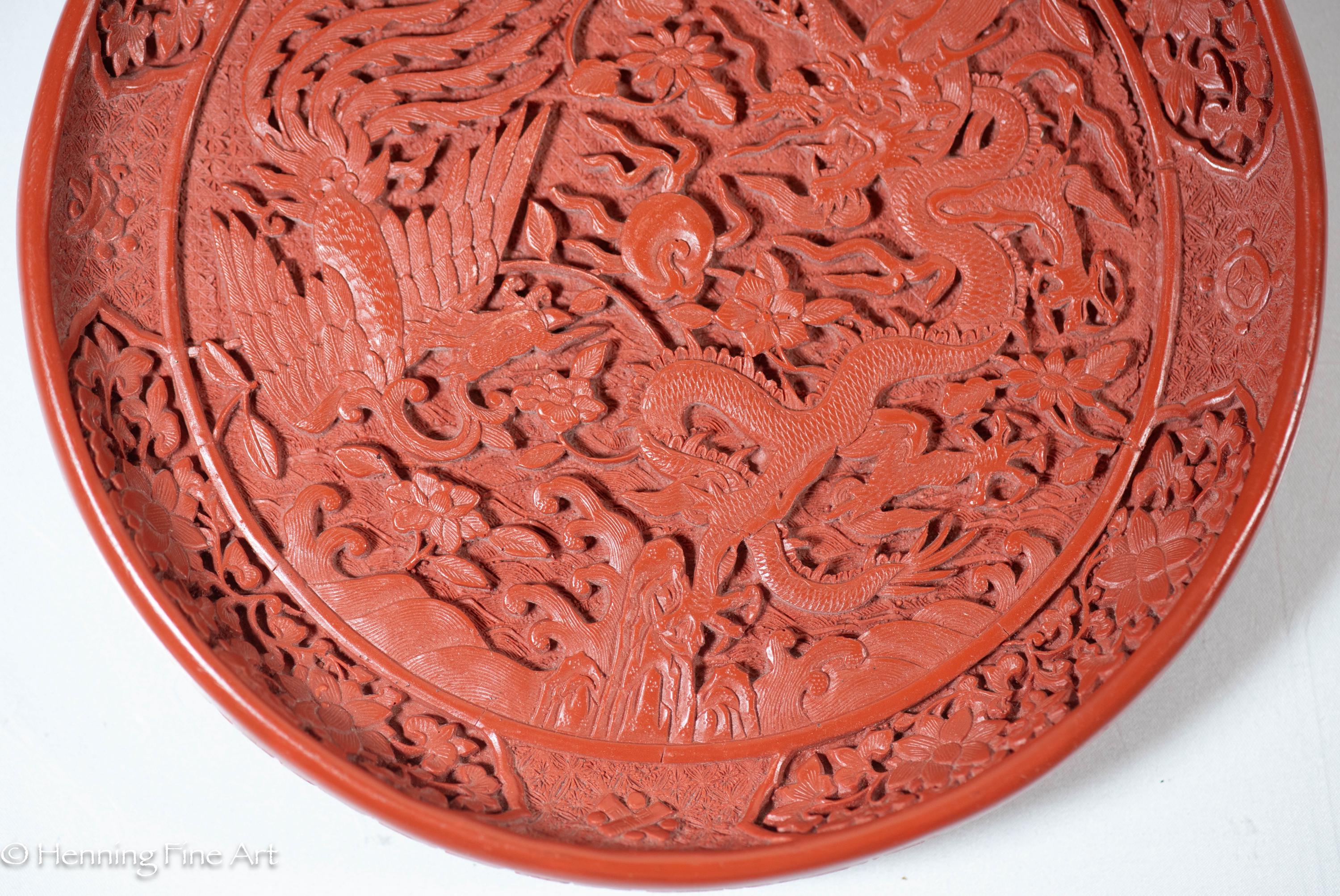 Lovely Chinese Cinnabar Lacquer Dish 8