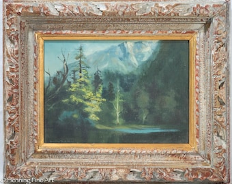 Vintage Framed Original Oil Painting by Landscape Artist K. Yoshii