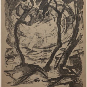 Beautiful Franz Beck Antique German Lithograph From Nightmarish Portfolio 8/11 FINE
