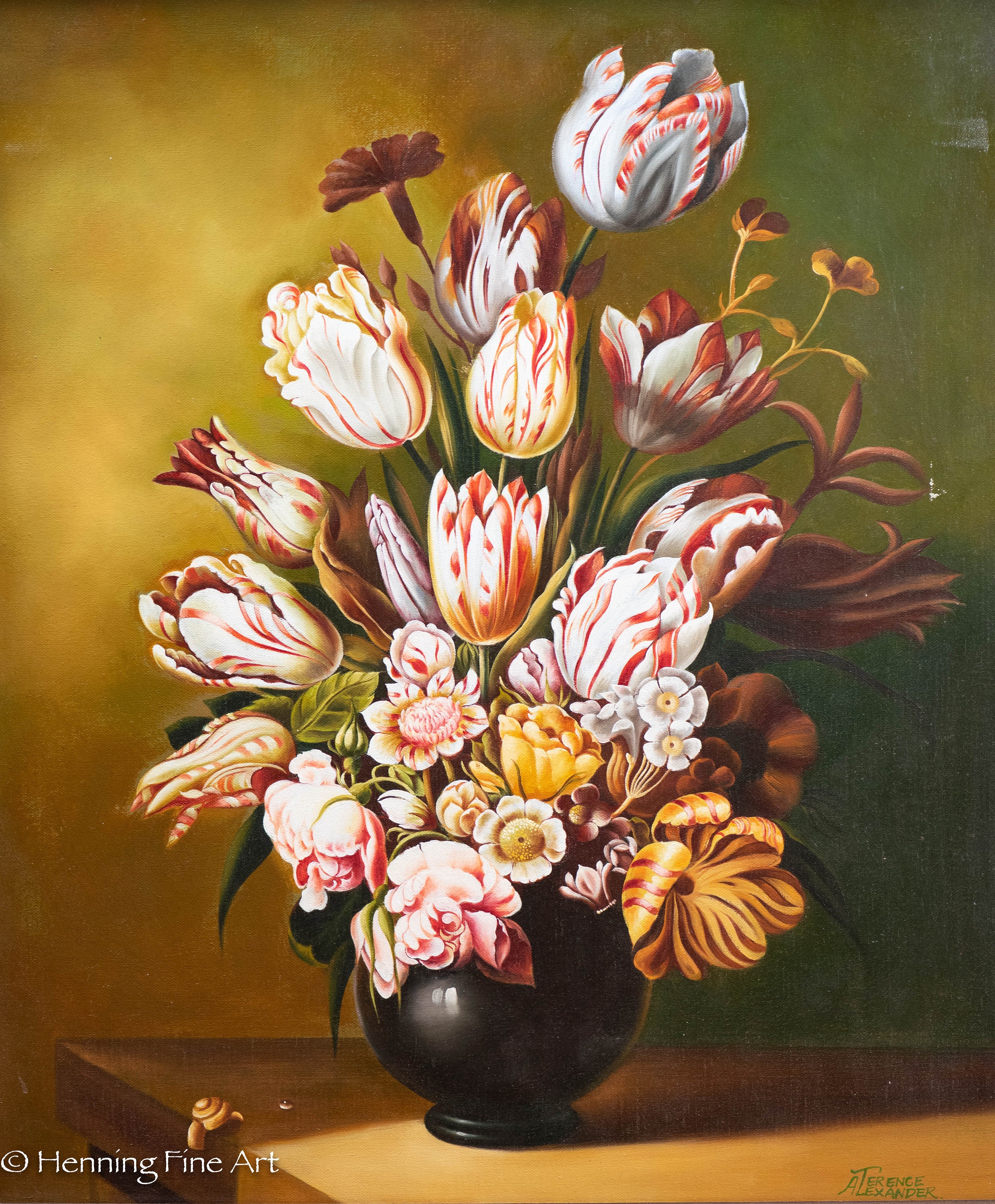 絵画 Oil painting of beautiful flowers. Beautiful Flowers Old Master Style OIL Painting in Original