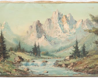 Beautiful Vintage Impressionist Oil Painting Mountain Landscape Signed Schneider
