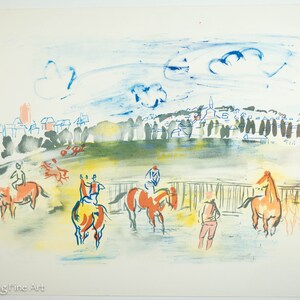 Beautiful Vintage Mid Century Lithograph aft. Raoul Dufy Course de les Cotes Normandes